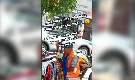 Adulto mayor no pudo vender nada durante horas y moviliza a internautas en Arequipa: "Hay que ayudarlo"