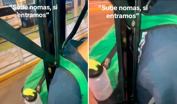 Joven sube a micro y su mochila queda atascada en la puerta: "Sí entramos"