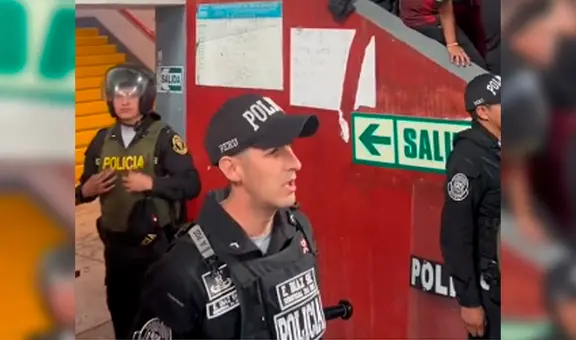 ¡No aguantó! Policía es captado cantando arengas en partido de 'U' vs Cantolao