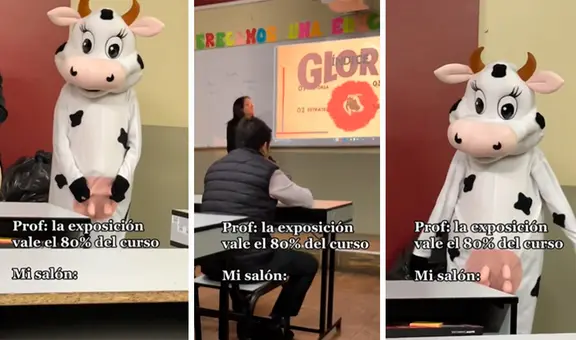 Estudiante de San Marcos sorprende al disfrazarse de vaca para su exposición: "Plan estratégico"