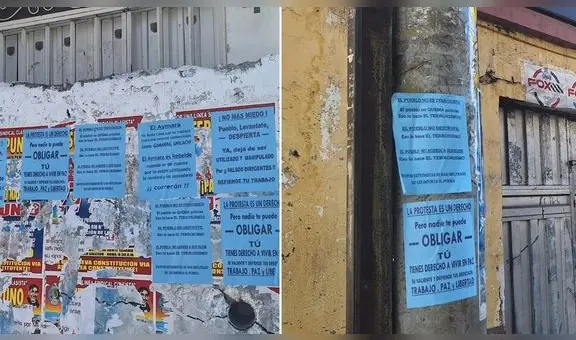 Aparecen afiches en contra de la 'Tercera toma de Lima' en Puno