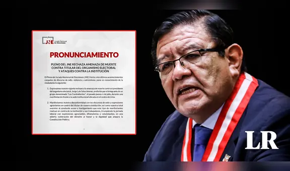 Pleno del JNE rechaza amenazas de muerte contra Salas Arenas: "Requerimos al MP una pronta acción"