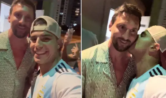 La peculiar reacción de Messi luego de que fan lo besara tras una cena familiar en Miami