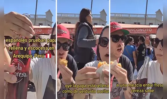 Españoles impresionados con la Kola Escocesa y papa rellena en Arequipa: "Mejor que la Coca Cola"