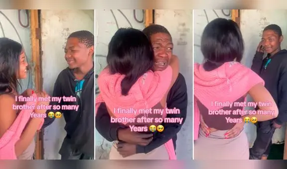Gemelos separados al nacer se conocen después de años y se emocionan hasta las lágrimas: "Hermoso"