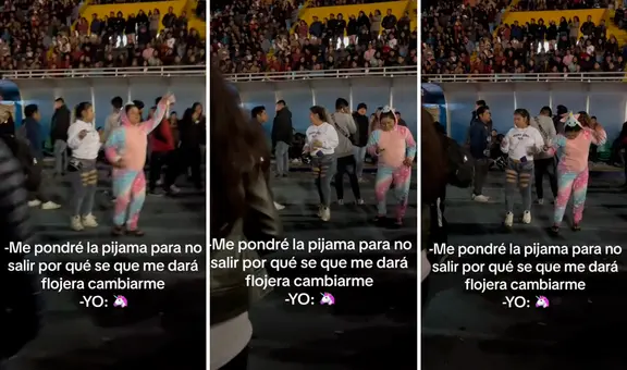 ¡Sin miedo al éxito!: mujer va a concierto del Grupo 5 con su pijama de unicornio