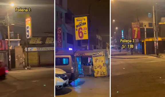 Joven camina por una calle y queda en shock al ver ‘guerra de precios’ del pollo a la brasa