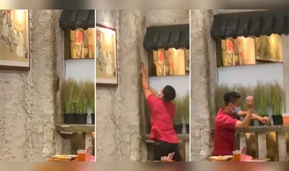 Mesero sorprende en chifa al atrapar una rata con sus manos: “El chefcito solo salió a saludar”