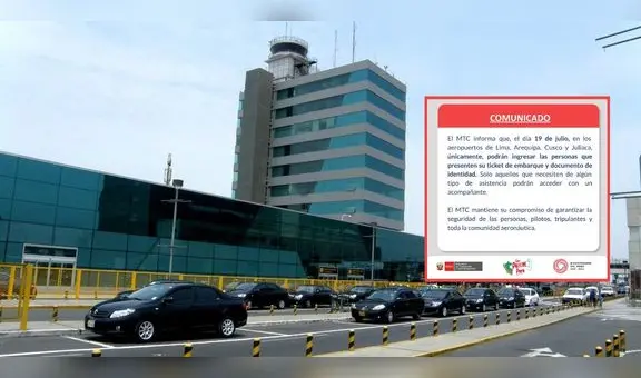 Solo personas que tengan ticket de embarque podrán ingresar a aeropuertos de Lima, Arequipa, Cusco y Juliaca