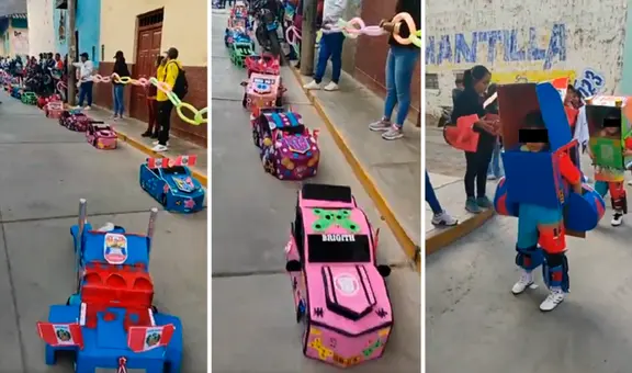 “Parece Cusco": decenas de niños encantan al desfilar disfrazados de Transformers en La Libertad