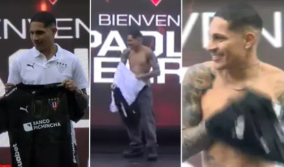 Paolo Guerrero alborotó a los hinchas de LDU de Quito al ponerse la camiseta en pleno estrado