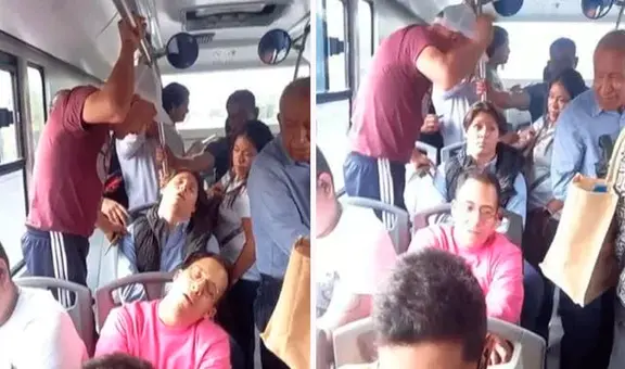 Hombre intenta bajar de bus, pero pasajero dormido se lo impide: “Iba a Caquetá y termina en Naranjal”
