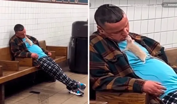 Hombre se queda dormido y rata aprovecha para darle un apasionado beso en el metro: "Se respira el amor"