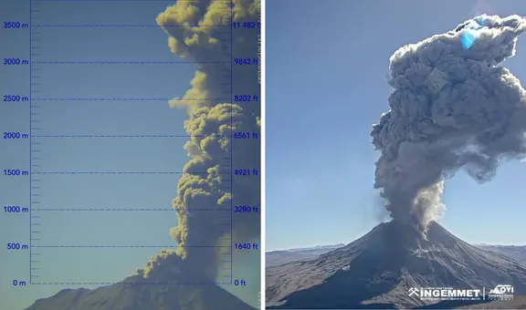 Volcán Ubinas tuvo dos explosiones sucesivas