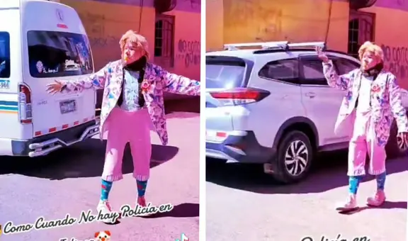 Payaso es captado dirigiendo el tránsito en Juliaca y se vuelve viral en TikTok: “Prefiero ese policía”