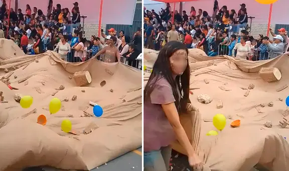 Escolares participan en desfile de Cieneguilla y recrean curiosa inundación: “Ahí viene el huaico”