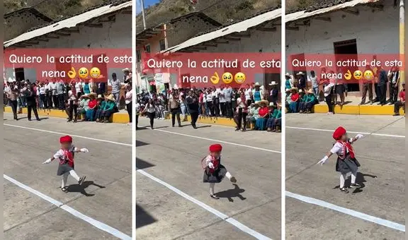 Niña a paso firme cautivó en desfile por Fiestas Patrias en Cajamarca: “Qué hermosura”