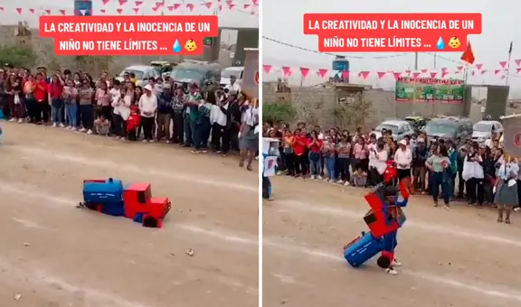 Al estilo 'Transformers': niños se roban el show en desfile de Ancón al disfrazarse de camión cisterna