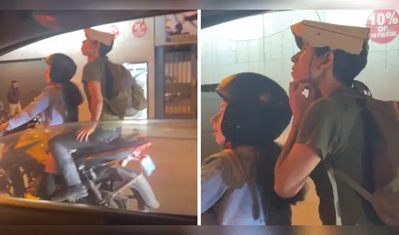 Peruano utiliza singular casco para trasladarse en moto lineal: “La NASA lo necesita”