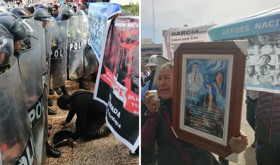 Puno: familiares de asesinados por represión policial se enfrentan a PNP en medio de desfile