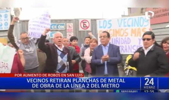 San Luis: Vecinos protestan para retirar planchas de metal de la Línea 2 del Metro