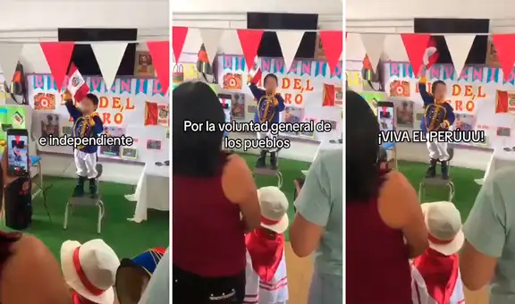 Niño se viste de San Martín e impacta por su ternura al proclamar la independencia del Perú