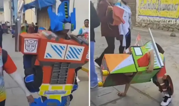 ¡Impresionante! Niños desfilan disfrazados de Transformers y causan furor en redes sociales