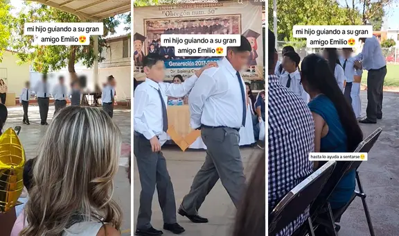 Escolar guía a su amigo con discapacidad visual en graduación y las redes estallan: "¡Digno de admirar!"