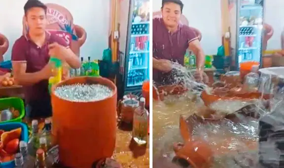 Barril con 35 litros de tequila explota y usuarios bromean: “Se demoró en servir”