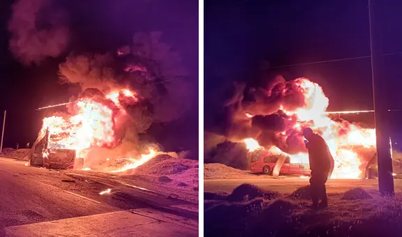 Bus interprovincial con destino a Lima se incendia cerca a un grifo en Áncash
