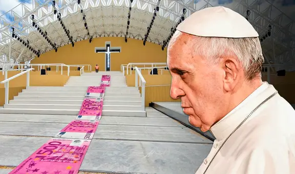 Colocan alfombra de 'billetes' de 500 euros en protesta por visita del papa Francisco a Portugal