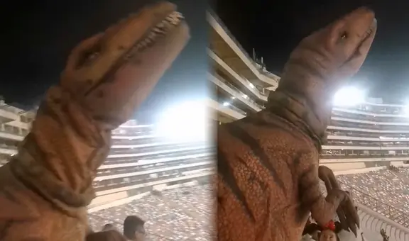 ¿Un dinosaurio en el Monumental? Hinchas cremas quedan asombrados ante insólito suceso