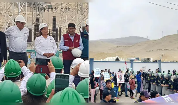 Manifestantes esperan a Dina Boluarte en exteriores de evento en Arequipa