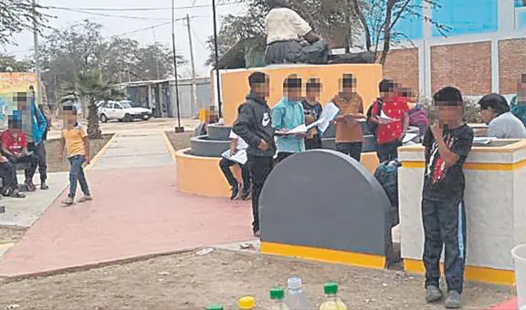 Lambayeque: niños estudian al aire libre por retraso de obras