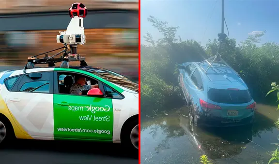 Carro de Google Street View cae en un arroyo tras persecución con la Policía por ir a 160 km/h