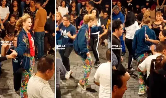 Extranjera deslumbra al bailar ‘Anaconda’ en parque Kennedy: “Se le metió el espíritu de la selva”