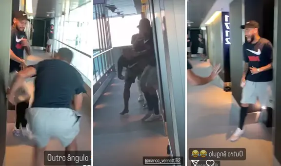 Neymar se llevó un susto tras ser víctima de divertida broma de sus compañeros del PSG