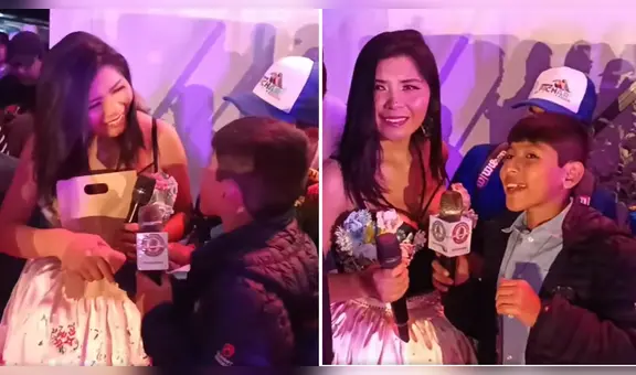Yarita Lizeth fue sorprendida antes de show por niño reportero del Vraem: “¡Háblanos de tu vida!”