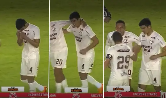 Alfonso Barco rompió en llanto tras el partido y tuvo que ser consolado por sus compañeros