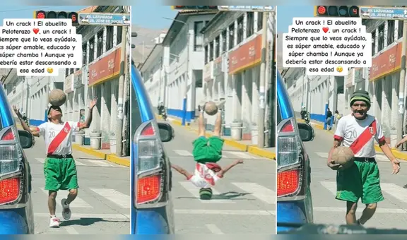 Adulto mayor impresiona con piruetas bajo un semáforo en Huaraz: “Es un crack, admirable”