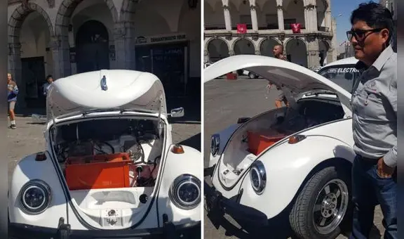 Convierten al tradicional 'Vocho' o ‘Cucaracha’ en auto eléctrico en Arequipa