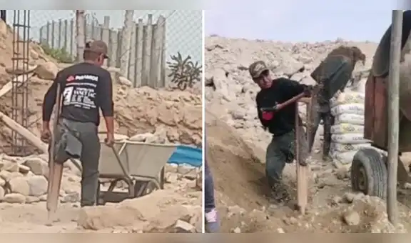 Obrero de construcción se las ingenia para trabajar con muletas y sorprende en redes: “Mis respetos”