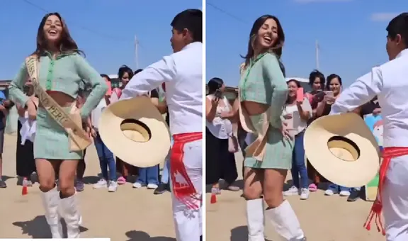 Luciana Fuster llegó a Piura y sorprendió al bailar marinera con un niño: "Hermosa reina"