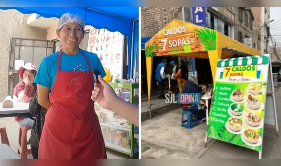 Peruana sorprende al abrir un puesto de comida Caldos 7 sopas en SJL: "Nueva versión"