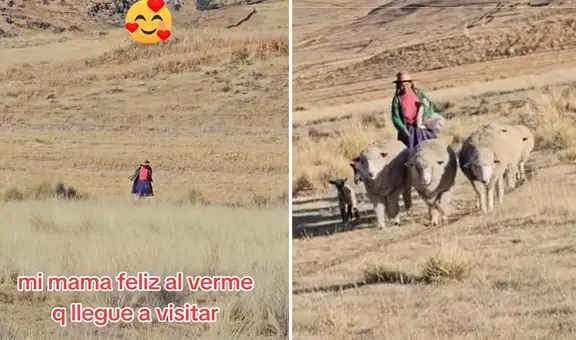 Joven sorprendió a su mamá que vive en el campo y ella corre a su encuentro: “Hermoso”