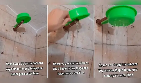 Convierten un colador en el cabezal de una ducha y redes estallan: “No me va a tragar la pobreza”