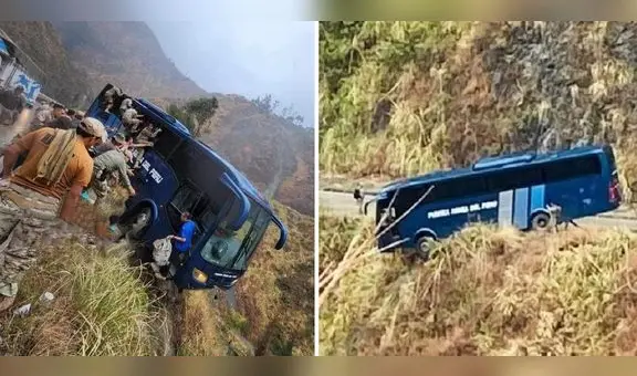 Bus con miembros de la Fuerza Aérea quedó al borde de un barranco en Junín