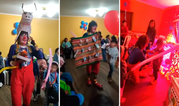 Payasito anima fiesta infantil con costumbres huancaínas y redes estallan: “Los entrenan desde niños”