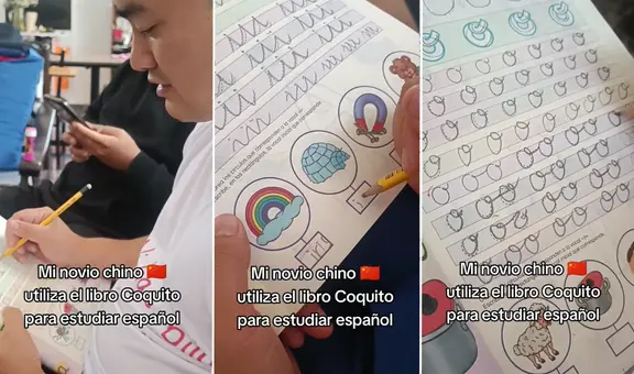 Joven chino practica su español con libro 'Coquito' y se vuelve viral en redes: “Se está esforzando”