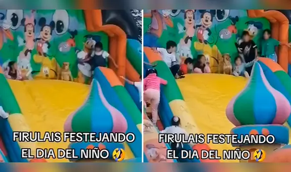 Perrito sorprende al divertirse en juego inflable y usuarios reaccionan: “Feliz Día del Niño”